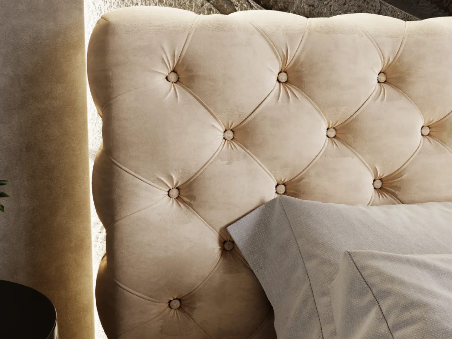 Łóżko chesterfield APOLLO 180x200 beżowe z pojemnikiem
