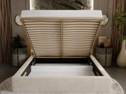 Łóżko chesterfield APOLLO 180x200 beżowe z pojemnikiem