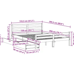 Łóżko drewniane rama łóżka sofa biała do sypialni pokoju 150x200 cm