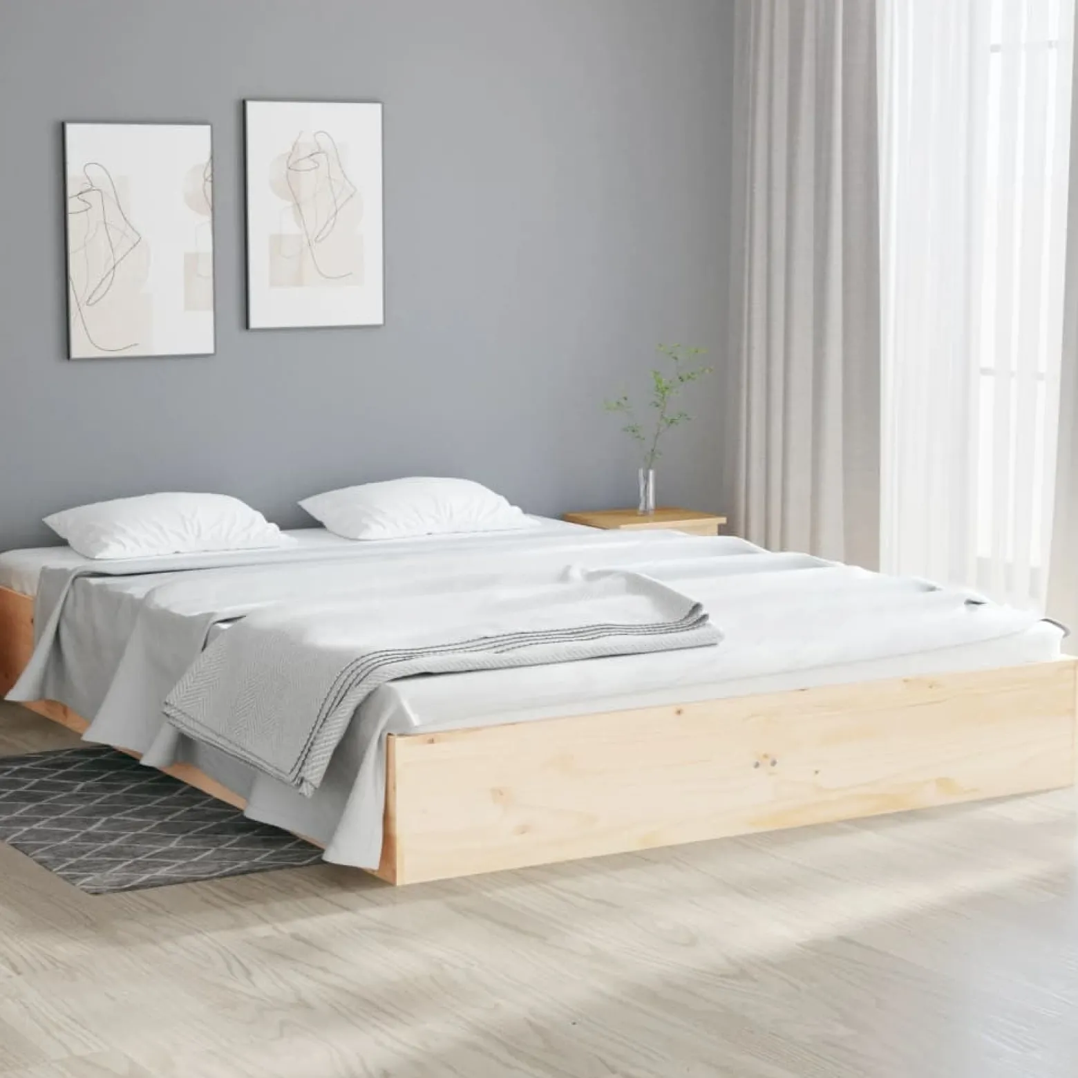 Łóżko Drewniane Rama Łóżka Sofa Brązowe Do Sypialni Pokoju 120x190 cm