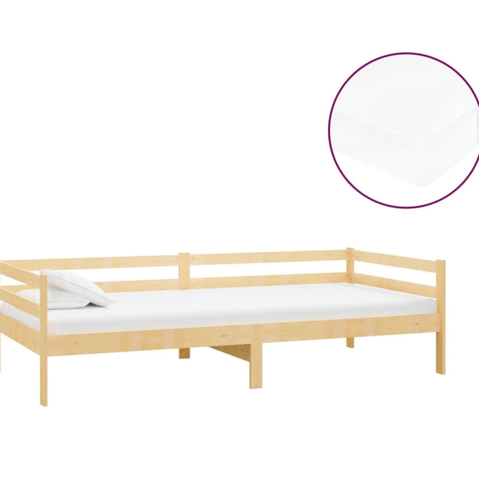 Łóżko dzienne z materacem 90x200 cm lite drewno sosnowe