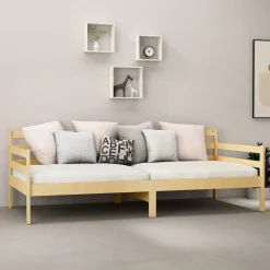 Łóżko dzienne z materacem 90x200 cm lite drewno sosnowe