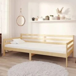 Łóżko dzienne z materacem 90x200 cm lite drewno sosnowe