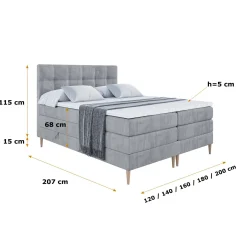 Łóżko kontynentalne - pojemnik, materac, nóżki MARCE-FD KING 120x200cm