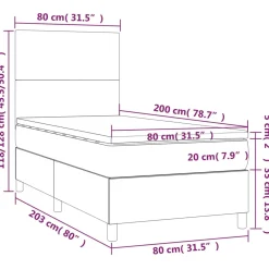 Łóżko kontynentalne z materacem brązowe tkanina 80x200 cm