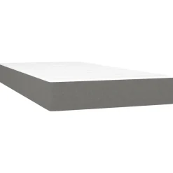 Łóżko kontynentalne z materacem, ciemnoszara tkanina 80x200 cm