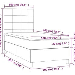 Łóżko kontynentalne z materacem i LED, różowy aksamit 100x200cm