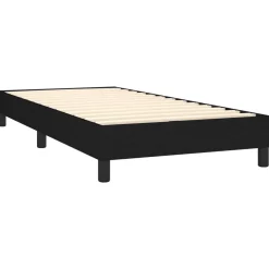 Łóżko kontynentalne z materacem, czarne, tkanina, 80x200 cm
