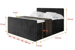 Łóżko kontynentalne z pojemnikiem i materacem H3|H4 TOLO-Z KING 120x200cm