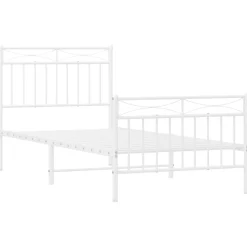 Łóżko Metalowe Rama Łóżka Ze Stelażem Do Pokoju Sypialni Biała 90x200 cm
