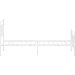 Łóżko Metalowe Rama Łóżka Ze Stelażem Do Pokoju Sypialni Biała 90x200 cm