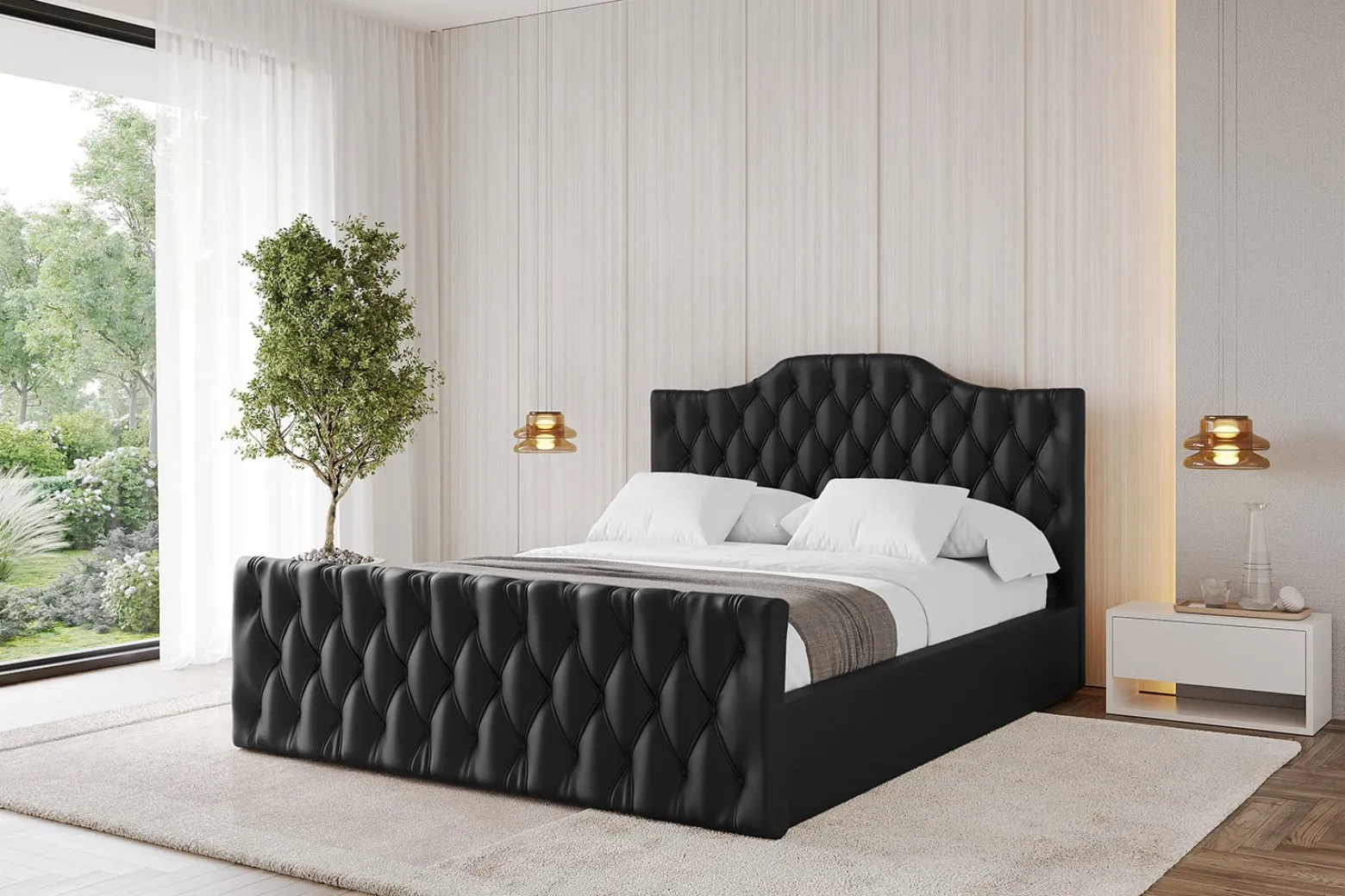 Łóżko tapicerowane bez materaca + pojemnik FALIO-Z-120x200 cm Czarny