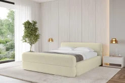 Łóżko tapicerowane bez materaca + pojemnik ENORA-v1-Z-120x200 cm Beżowy