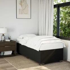 Łóżko tapicerowane rama łóżka ze stelażem do sypialni czarne 80 x 200 cm