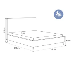 Łóżko tapicerowane SUAVE 140 x 200 cm WYSOKIE NOGI granatowy sztruks