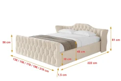 Łóżko tapicerowane z materacem + pojemnik ZORA-v1-Z-120x200 cm Beżowy