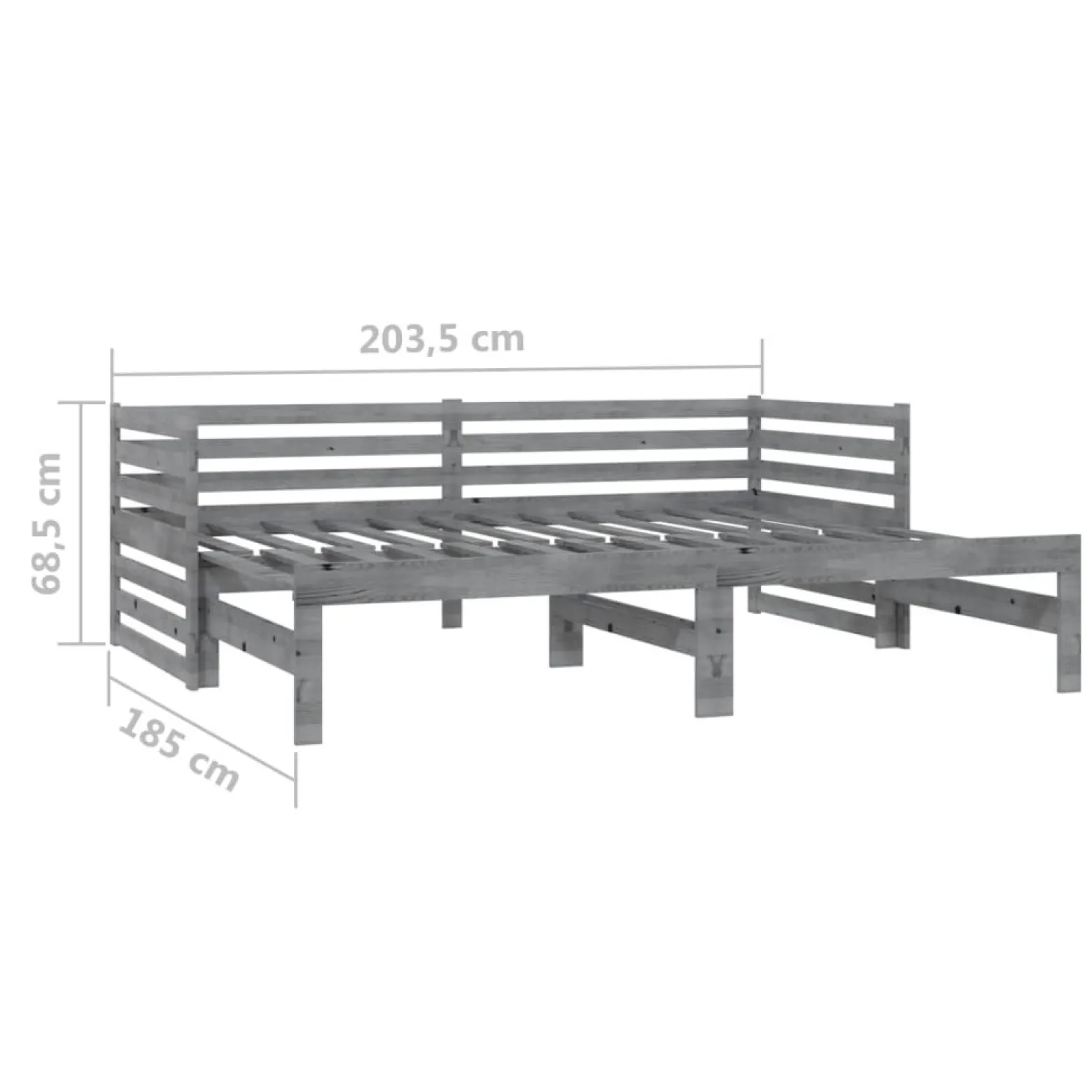 Łóżko wysuwane 2 x (90x200) cm szare lite drewno sosnowe
