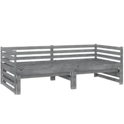 Łóżko wysuwane 2 x (90x200) cm szare lite drewno sosnowe