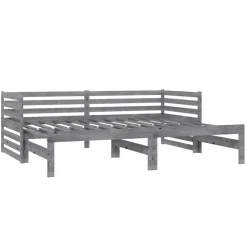 Łóżko wysuwane 2 x (90x200) cm szare lite drewno sosnowe