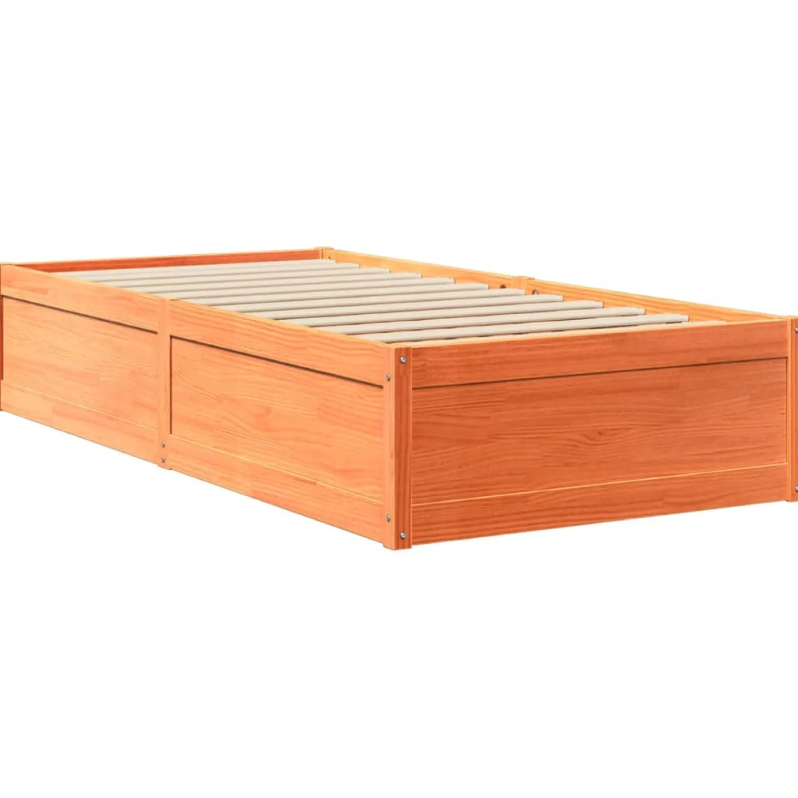 Łóżko z materacem woskowy brąz 90x190 cm lite drewno sosnowe