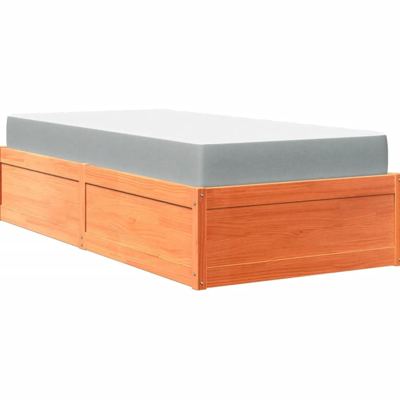 Łóżko z materacem woskowy brąz 90x190 cm lite drewno sosnowe