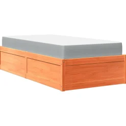Łóżko z materacem woskowy brąz 90x190 cm lite drewno sosnowe