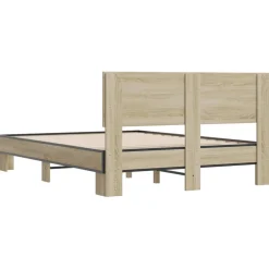 Łóżko Ze Stelażem Drewnopodobne Rama Łóżka Do Sypialni Pokoju 140x190 cm