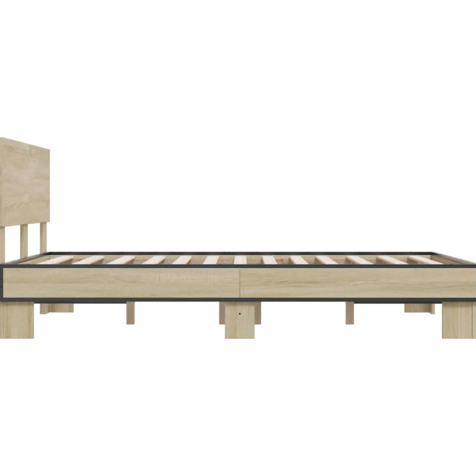 Łóżko Ze Stelażem Drewnopodobne Rama Łóżka Do Sypialni Pokoju 140x190 cm