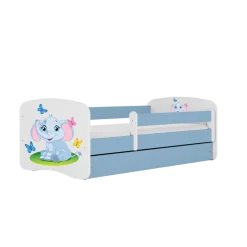 Łóżko Babydreams niebieskie Słonik z szufladą materac piankowy 180x80