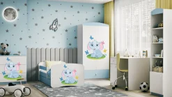 Łóżko Babydreams niebieskie Słonik z szufladą materac piankowy 180x80
