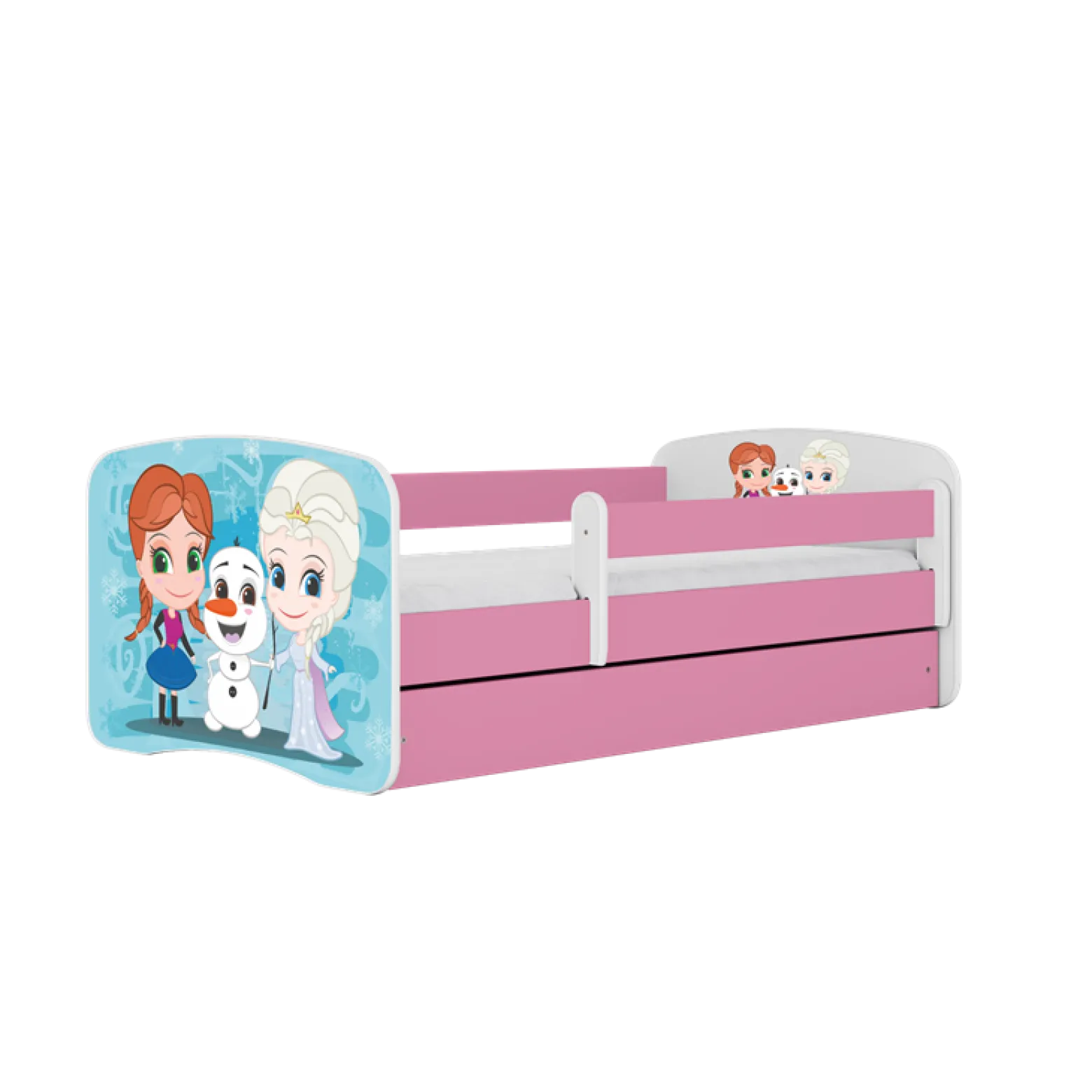 Łóżko Babydreams różowe Kraina Lodu z szufladą materac piankowy 140x70