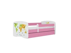 Łóżko Babydreams różowe Mapa z szufladą materac piankowy 180x80