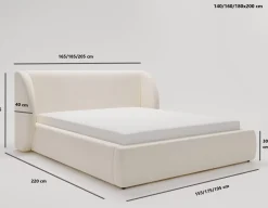Łóżko beżowe do sypialni 140x200 Barcelona, uszate zagłowie, stelaż