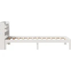 Łóżko Białe Rama Łóżka Ze Stelażem Do Sypialni Pokoju 100x200 cm
