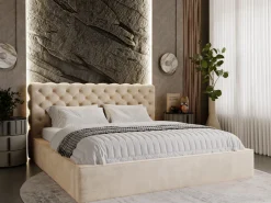 Łóżko chesterfield APOLLO 120x200 beżowe z pojemnikiem