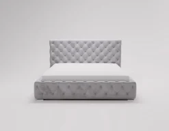 Łóżko chesterfield 140x200 Glory, stelaż metalowy, pojemnik - Jasny szary