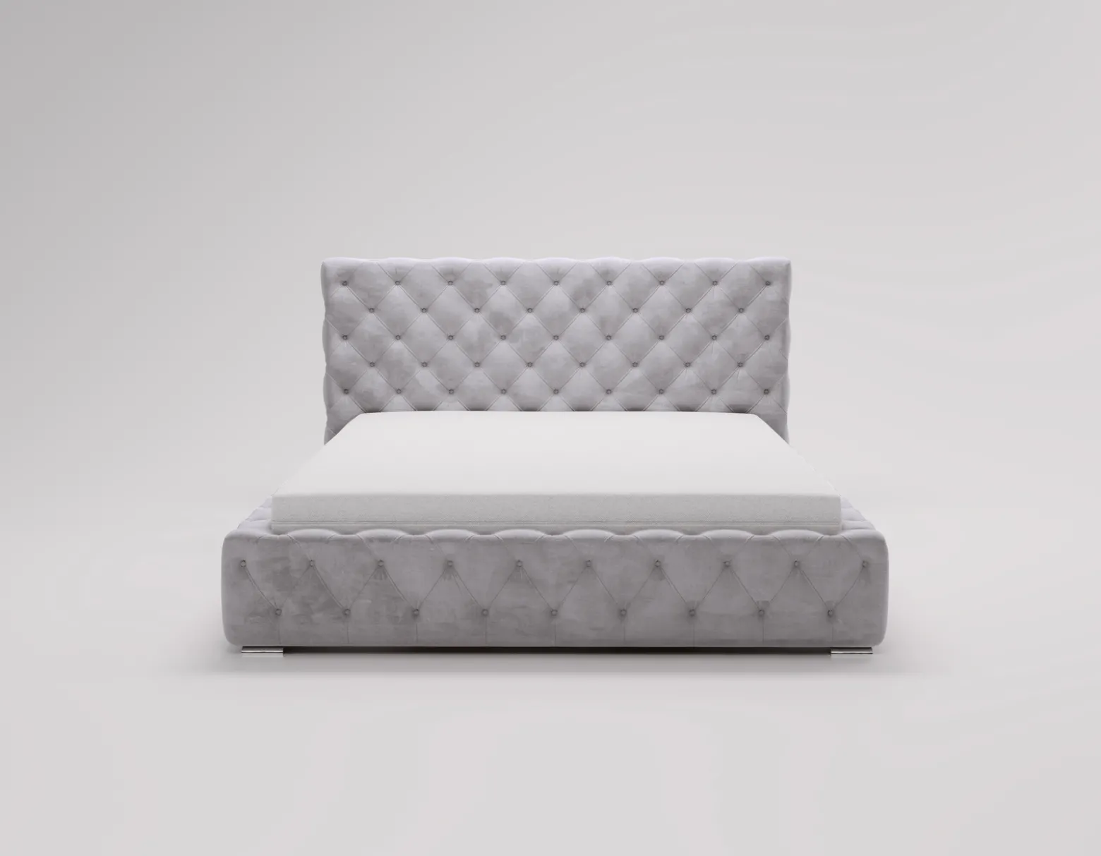 Łóżko chesterfield 140x200 Glory, stelaż metalowy, pojemnik - Jasny szary
