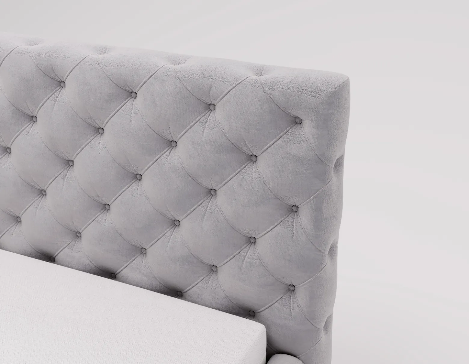 Łóżko chesterfield 140x200 Glory, stelaż metalowy, pojemnik - Jasny szary