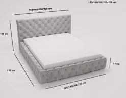 Łóżko chesterfield 140x200 Glory, stelaż metalowy, pojemnik - Jasny szary