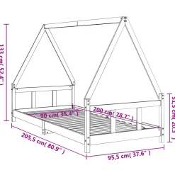 łóżko dla dzieci Brąz 90 x 200 cm Drewno sosnowe vidaXL