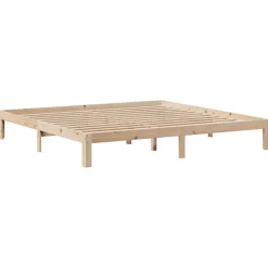 Łóżko Drewniane Brązowe Rama Łóżka Stelaż Do Pokoju Sypialni 200x200 cm