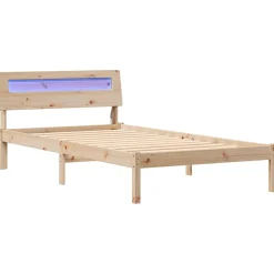 Łóżko Drewniane Brązowe Rama Łóżka Ze Stelażem Sypialnia Pokój 80 x 200 cm