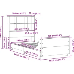 Łóżko Drewniane Brązowe Rama Łóżka Ze Stelażem Sypialnia Pokój 100x200 cm