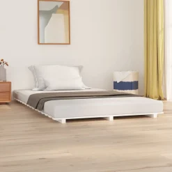 Łóżko Drewniane Rama Łóżka Sofa Biała Do Sypialni Pokoju 120x190 cm