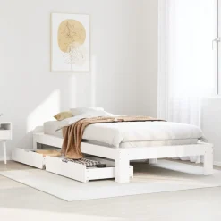 Łóżko Drewniane Rama Łóżka Sofa Biała Do Sypialni Pokoju 75x190 cm