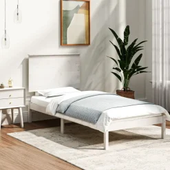 Łóżko Drewniane Rama Łóżka Sofa Biała Do Sypialni Pokoju 90x190 cm