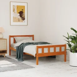 Łóżko Drewniane Rama Łóżka Sofa Brązowe Do Sypialni Pokoju 75x190 cm