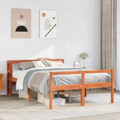 Łóżko Drewniane Rama Łóżka Sofa Brązowe Do Sypialni Pokoju 135x190 cm