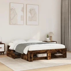 Łóżko Drewniane Rama Łóżka Sofa Brązowe Do Sypialni Pokoju 120x200 cm
