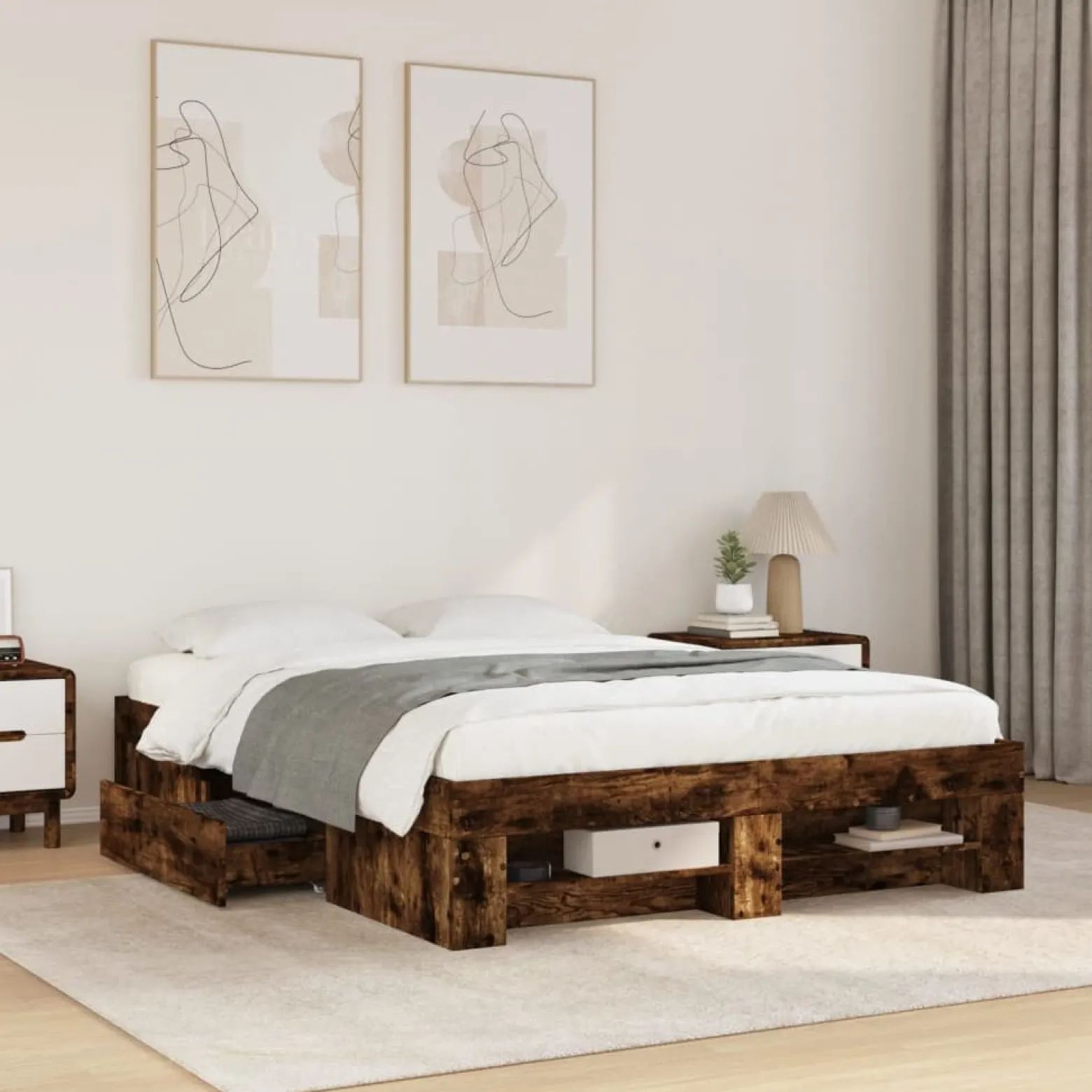 Łóżko Drewniane Rama Łóżka Sofa Brązowe Do Sypialni Pokoju 120x200 cm